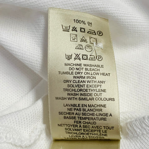 BURBERRY BRIT Size L White Embroidery Cotton Pique Contrast Trim Long Sleeve Polo