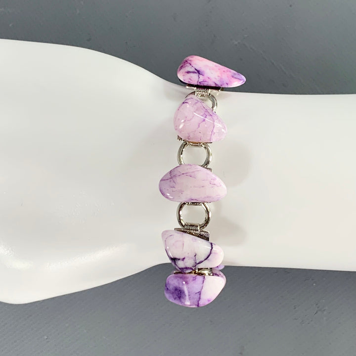VINTAGE Purple Silver Dyed Stones Bracelet