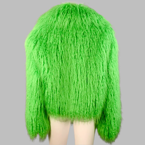 STAND STUDIO Size S Janet Green Modacrylic Blend Frizzy Faux Fur Jacket