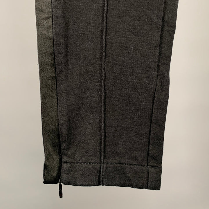 MONCLER Taille S Pantalon décontracté en coton noir à plis nervurés