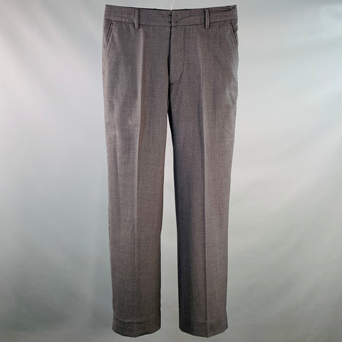 MAISON MARGIELA Size 34 Grey Charcoal Woven Wool Button Fly Dress Pants