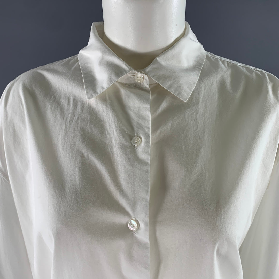 NILI LOTAN Size M White Cotton Relaxed Fit Shirt