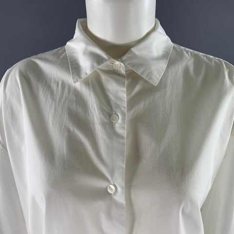 NILI LOTAN Size M White Cotton Relaxed Fit Shirt