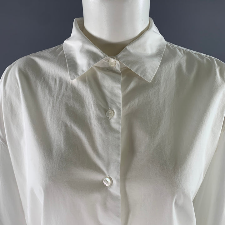 NILI LOTAN Size M White Cotton Relaxed Fit Shirt
