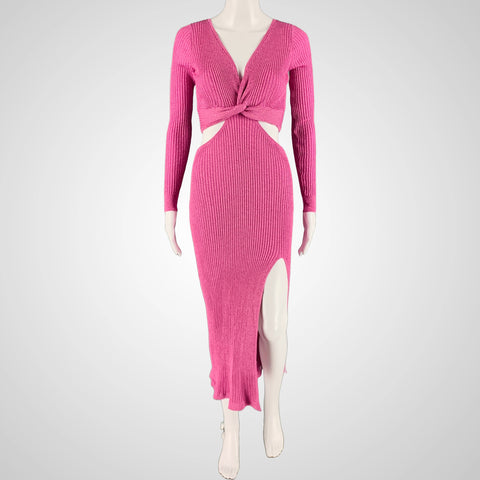 LOVESHACKFANCY Size XS Pink Viscose Ribbed Cutout Dress – Sui Generis Designer Consignment