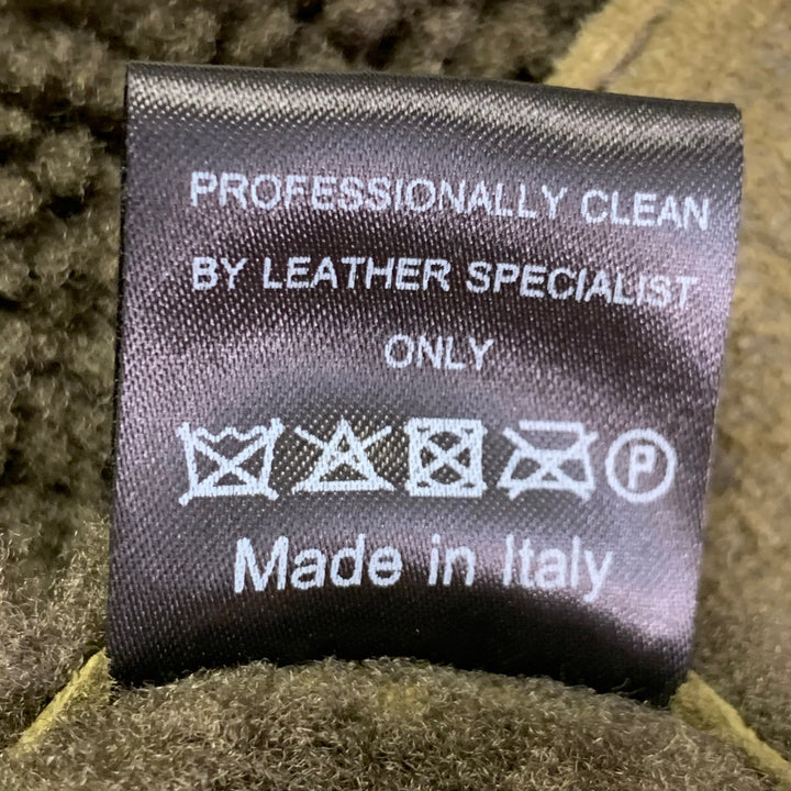 TODD SNYDER Size M Olive Green Lambskin Shearling Bomber Jacket