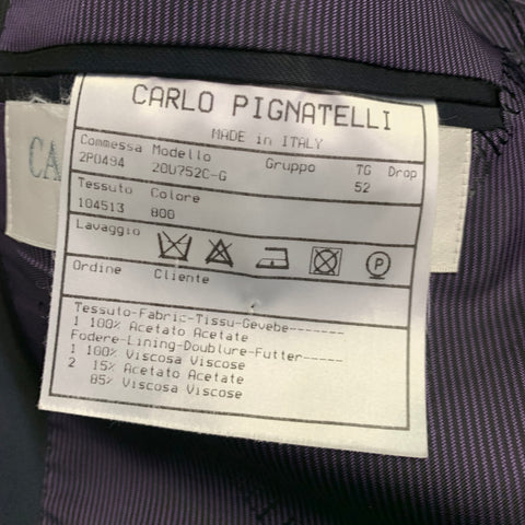 CARLO PIGNATELLI Size 42 Long Black Blue Tornasol Acetate Sport Coat