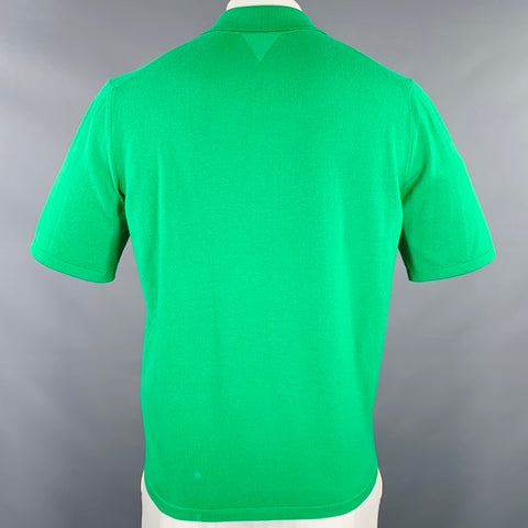 BOTTEGA VENETA Size XL Green Wool Blend Half Placket Polo