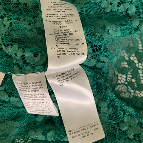 GUCCI Size M Green Lace Polyamide Blend Button Up Long Sleeve Shirt