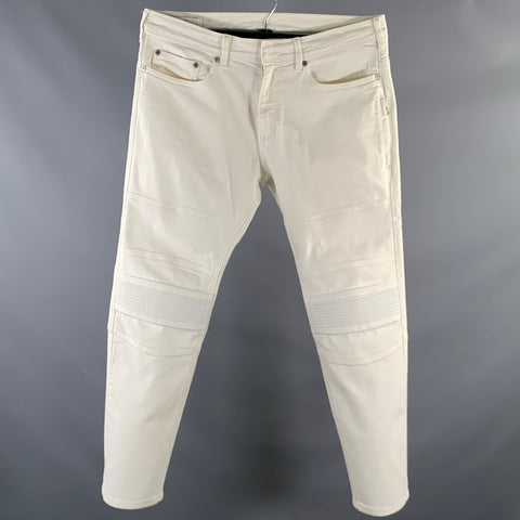 JEAN MOTO COUREUR EN COTON TEXTURÉ BLANC TAILLE 34 NEIL BARRETT