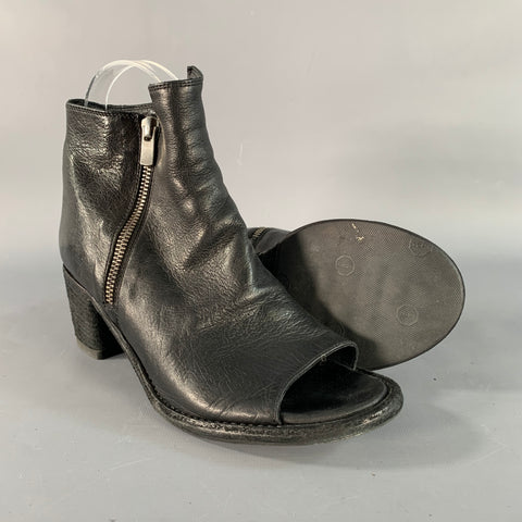 OFFICINE CREATIVE Size 7.5 Black Peep Toe Boots