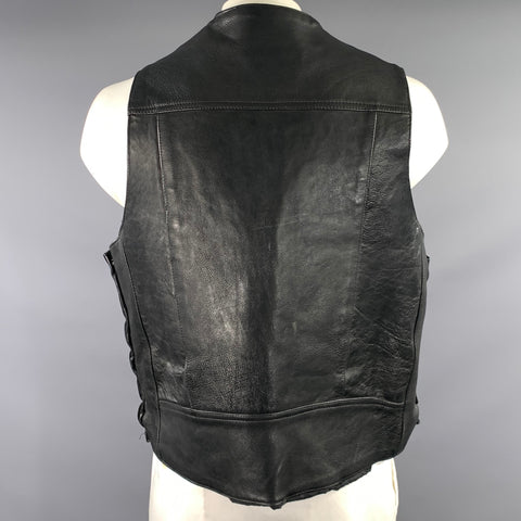 VANCE LEATHERS Size L Black Leather Vest