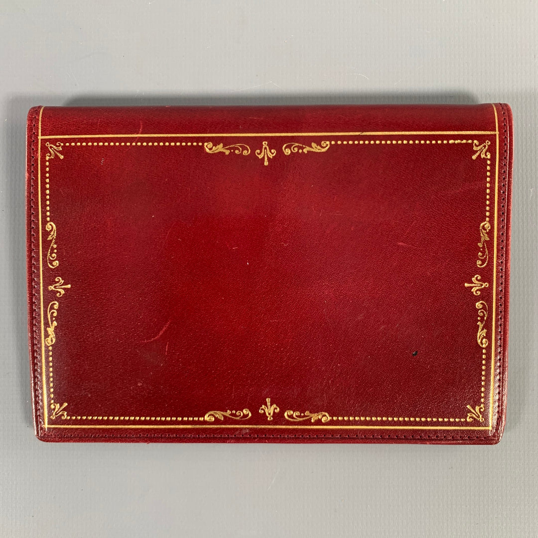 VINTAGE Burgundy Gold Diamond Leather Wallet