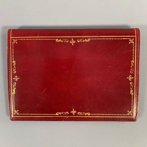 Portefeuille VINTAGE en cuir avec diamants, couleur bordeaux et or