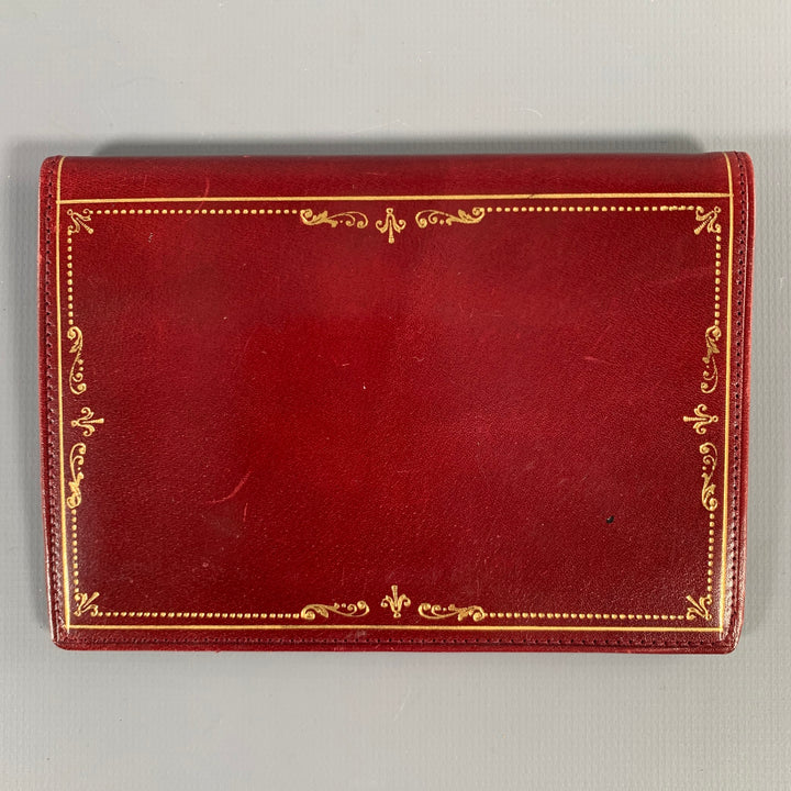 VINTAGE Burgundy Gold Diamond Leather Wallet