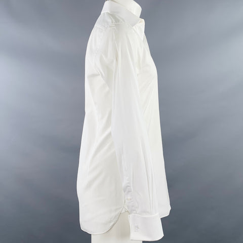 TOM FORD Size M White Cotton Curved Cutaway Long Sleeve Shirt