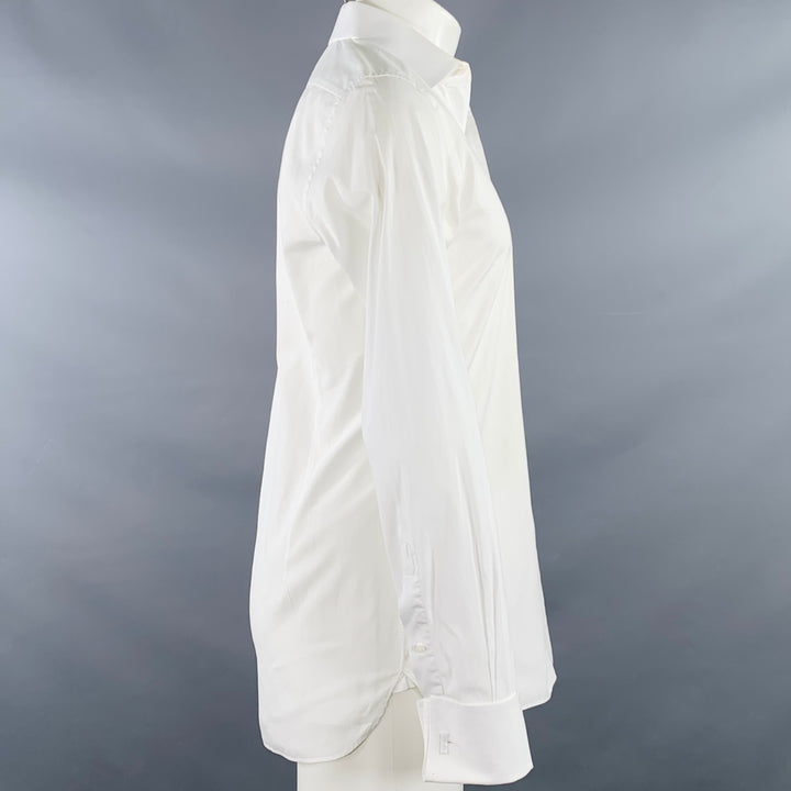 TOM FORD Size M White Cotton Curved Cutaway Long Sleeve Shirt