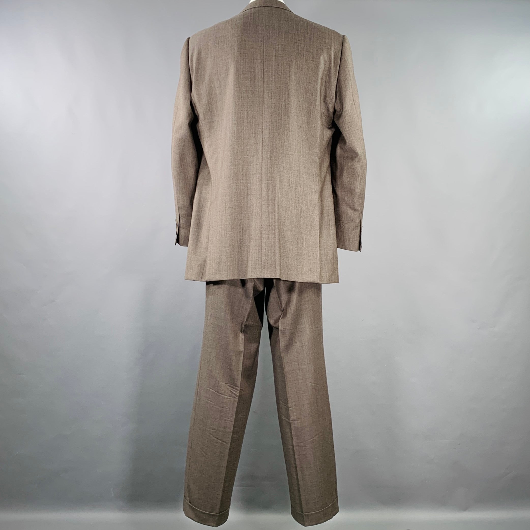 ERMENEGILDO ZEGNA Size 48 Regular Brown Wool Notch Lapel Suit