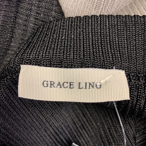 GRACE LING Size S Black Grey Viscose Ribbed Ombre Effect Long Skirt