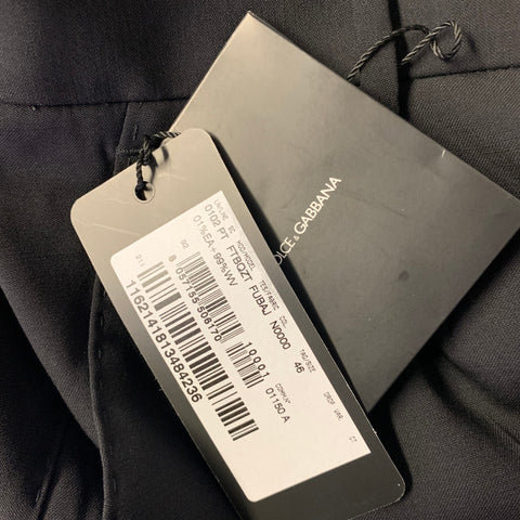 DOLCE & GABBANA Size 10 Black Wool Trouser Cut Pants
