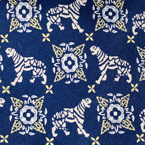 KRIZIA UOMO Navy Beige Tigers Silk Tie