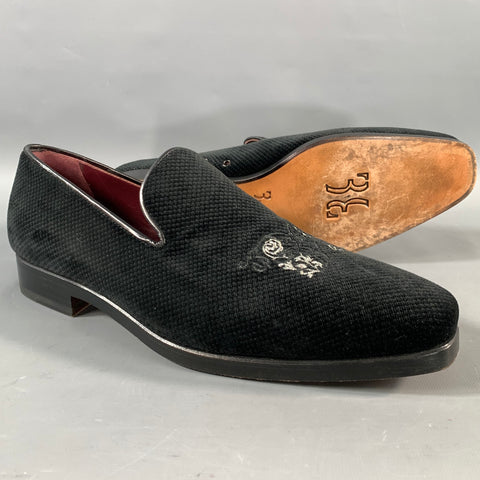BILLIONAIRE ITALIAN COUTURE Size 7.5 Black Velvet Slip On Loafers