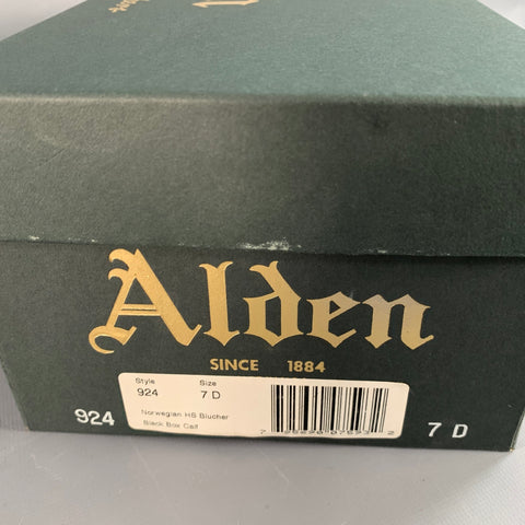 ALDEN Pointure 7 Chaussures Richelieu norvégiennes HS Blucher en cuir de veau noir à bout mocassin