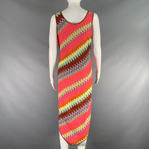MISSONI Size 12 Multi-Color Crochet Sleeveless Dress