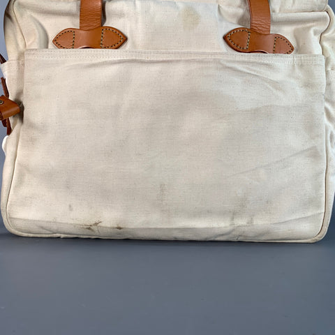 FILSON Cream Tan Canvas Leather Top Handles Crossbody Bag
