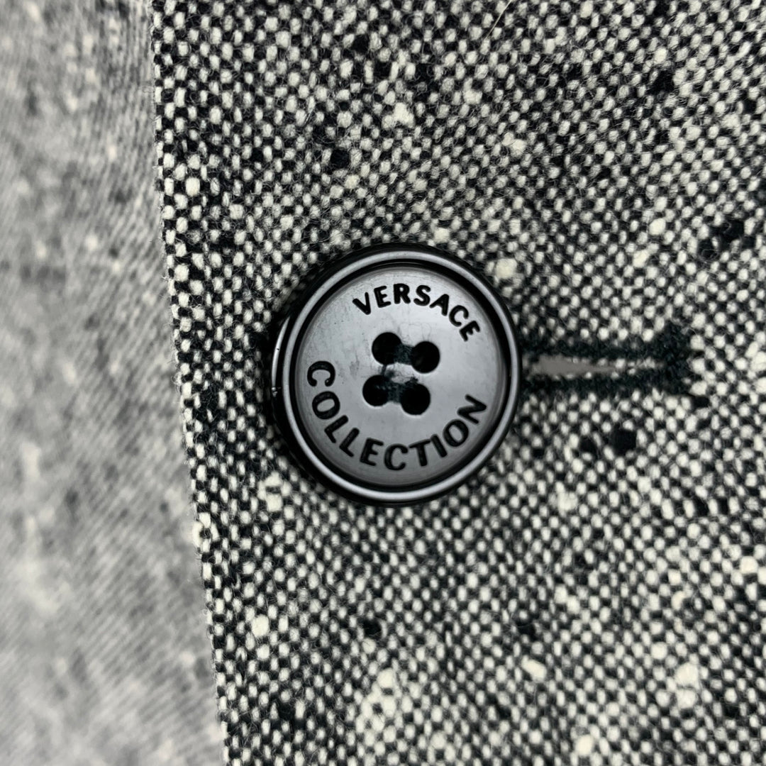 COLECCIÓN VERSACE Talla 44 Abrigo deportivo de lana gris jaspeado negro blanco