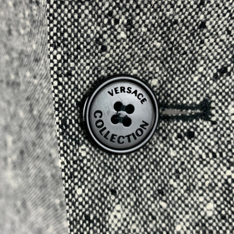 VERSACE COLLECTION Size 44 Heather Grey Black White Wool Sport Coat