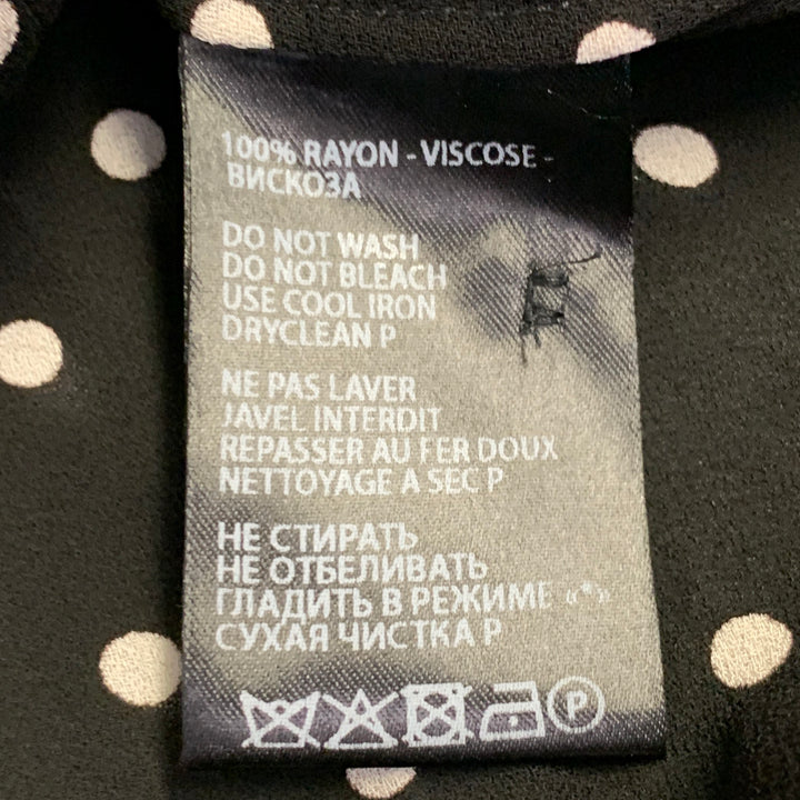 HAIDER ACKERMANN Size S Black White Polka Dot Crepe Nehru Collar Hidden Buttons Shirt