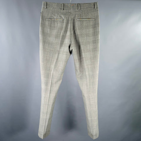 CMMN Size 32 Black White Glenplaid Wool Blend Flat Front Dress Pants