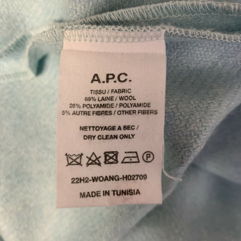 A.P.C. Size XL Blue Contrast Stitch Wool Blend Flanel Long Sleeve Shirt