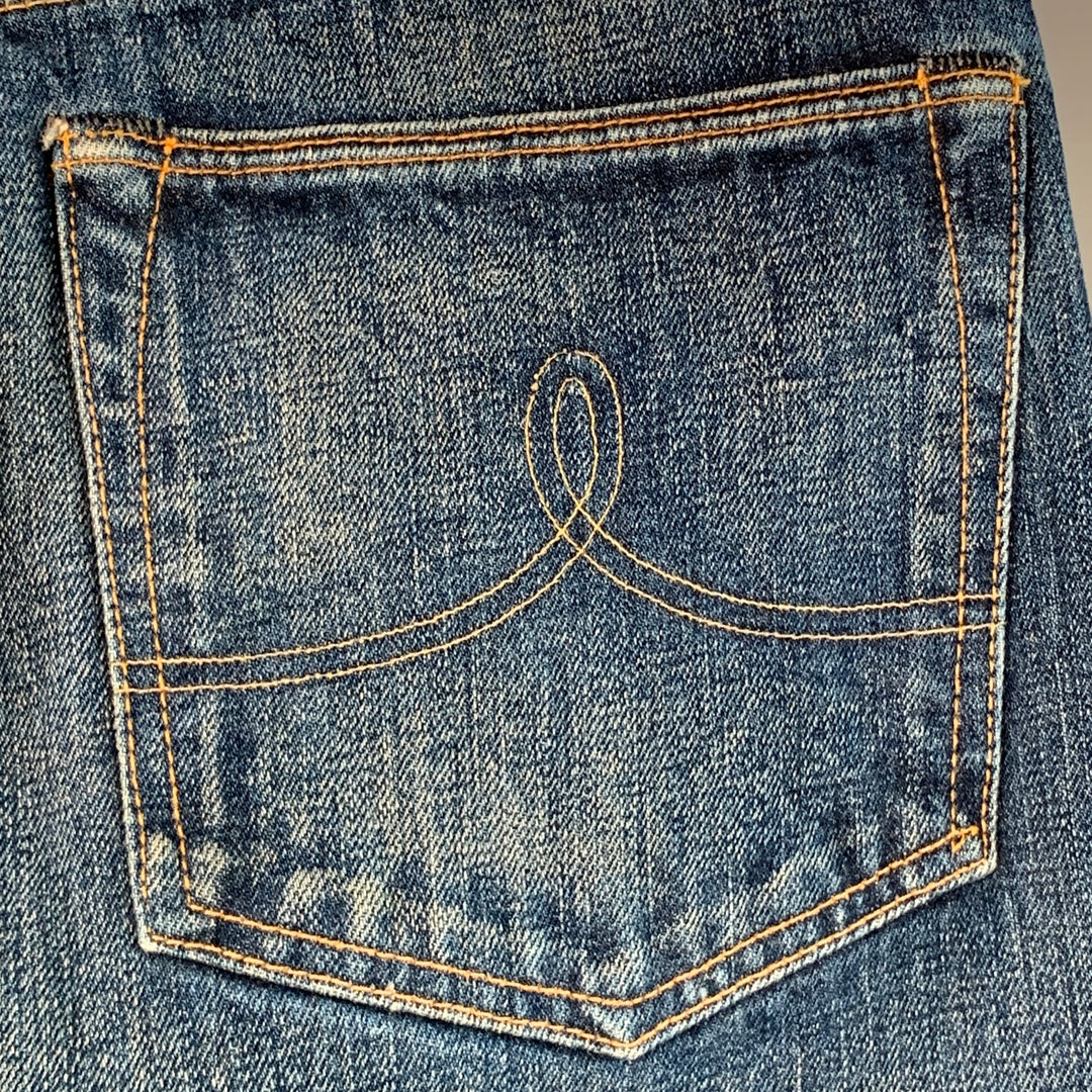 RRL by RALPH LAUREN Size 34 Blue Cotton Selvedge Denim Twill Straight Button Fly Jeans