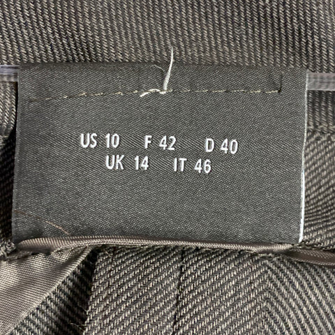 AKRIS Size 10 Grey Charcoal Wool Twill Peak Lapel Jacket Blazer