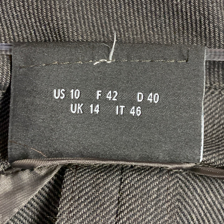 AKRIS Size 10 Grey Charcoal Wool Twill Peak Lapel Jacket Blazer