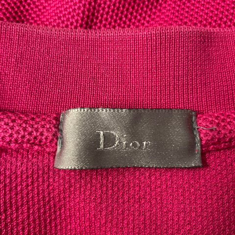 DIOR Size S Pink Black Pique Cap Sleeves Polo