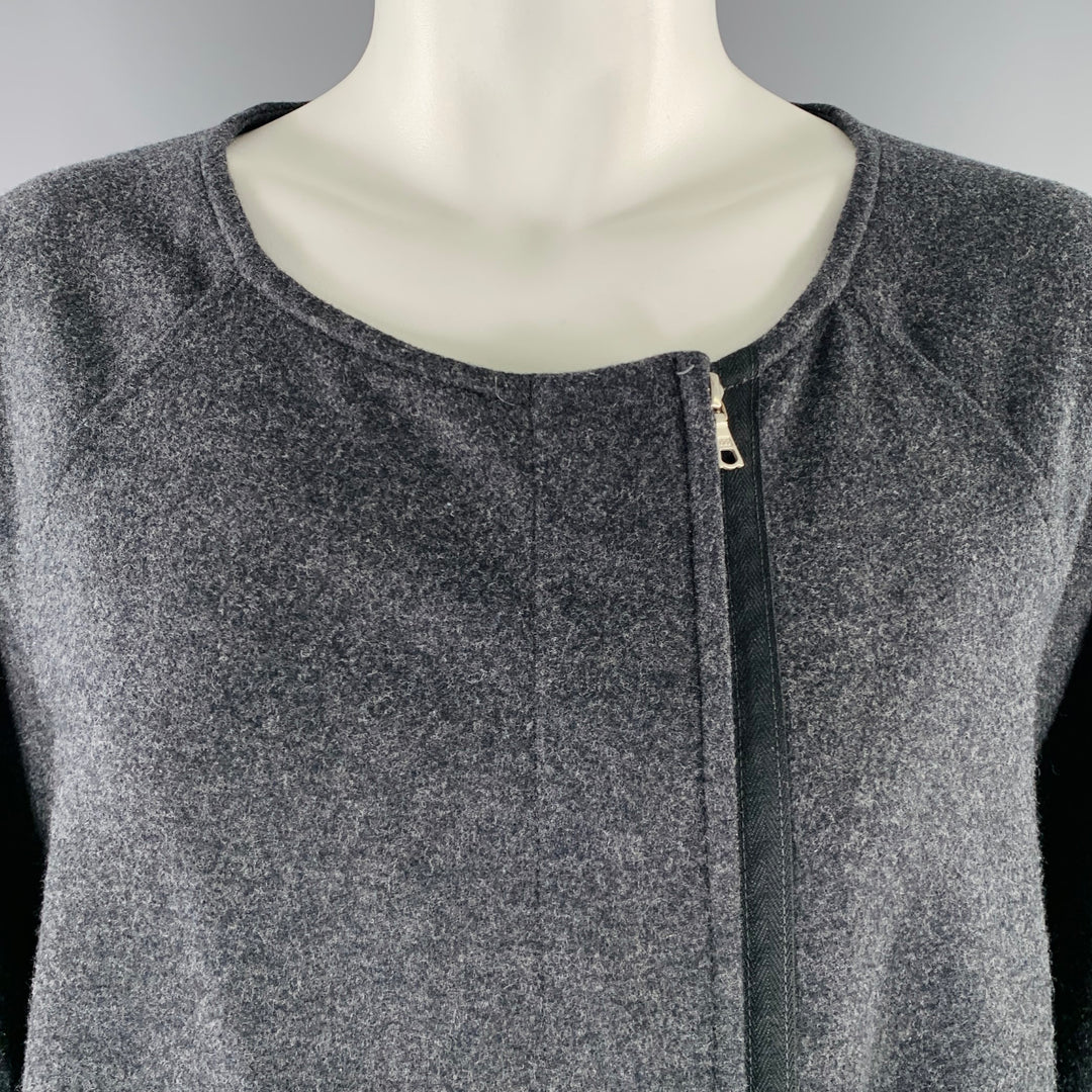 DRIES VAN NOTEN Size S Grey Wool Cashmere Collarless Zip Up Coat