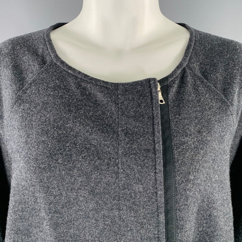 DRIES VAN NOTEN Size S Grey Wool Cashmere Collarless Zip Up Coat