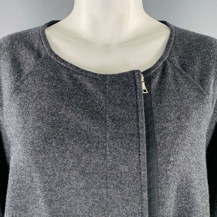 DRIES VAN NOTEN Size S Grey Wool Cashmere Collarless Zip Up Coat