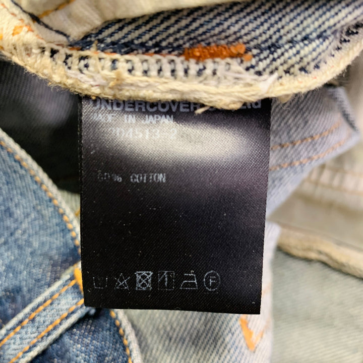 UNDERCOVER Size 32 Blue Multi-Color Embroidery Cotton Relaxed Drop-Crotch Jeans