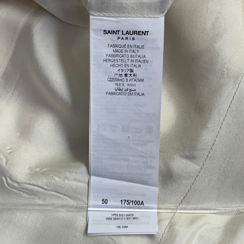 SAINT LAURENT Size 40 Regular Cream White Stripe Wool Peak Lapel Sport Coat