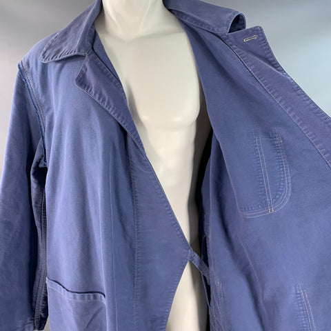 MAISON MARGIELA Size 34 Blue Wash Cotton Wrap Around Belted Trench Coat
