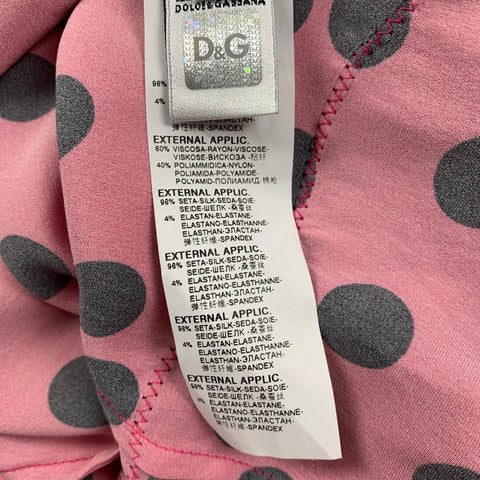 D&G by DOLCE & GABBANA Size 2 Fuchsia Black Silk Polka Dot Casual Top