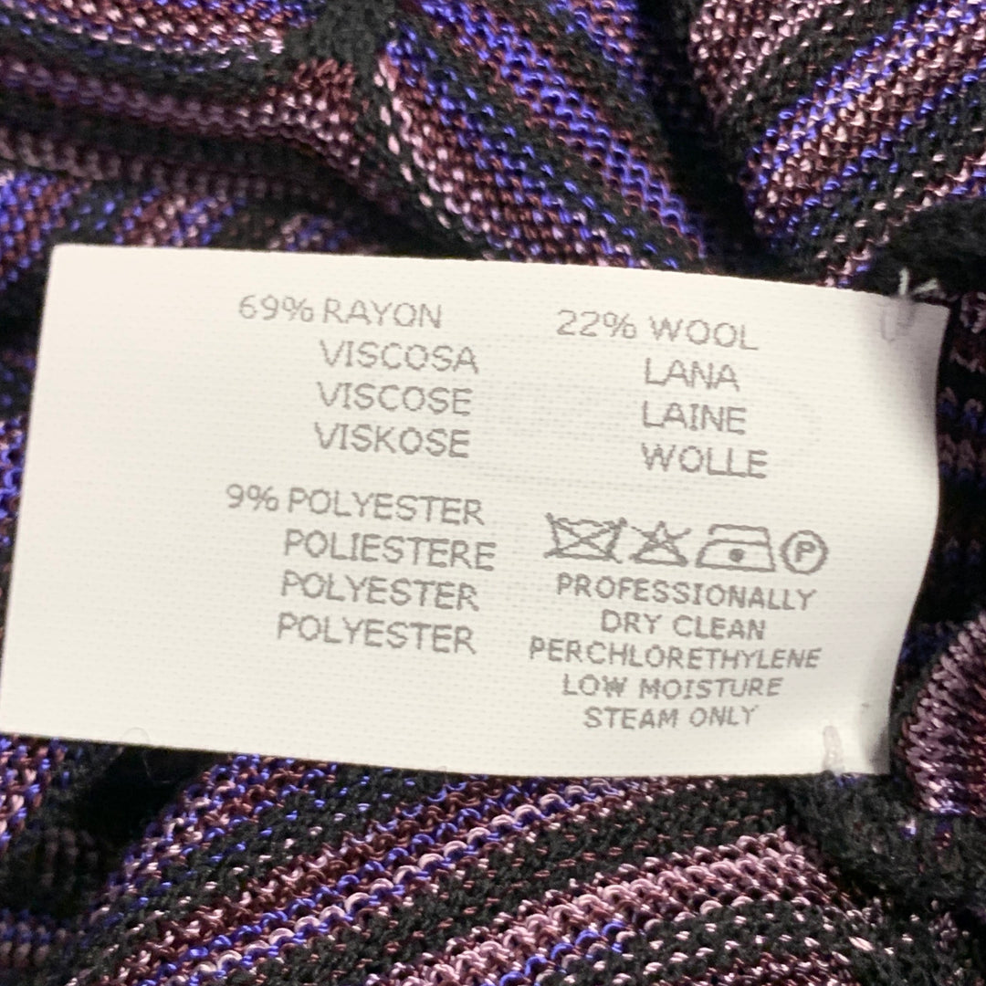 MISSONI Size 2 Purple Wool Blend Geometric High Neck Midi Dress