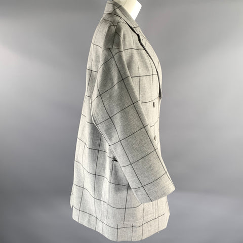 PHILLIP LIM Size S Grey Black Windowpane Viscose Polyester Peacoat