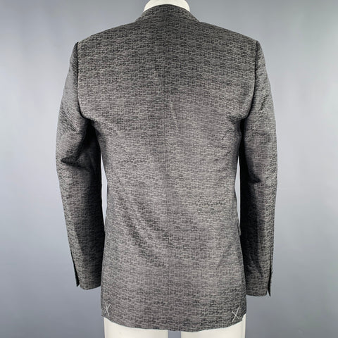 CALVIN KLEIN COLLECTION Chest Size 38 Grey Jacquard Wool Silk Sport Coat