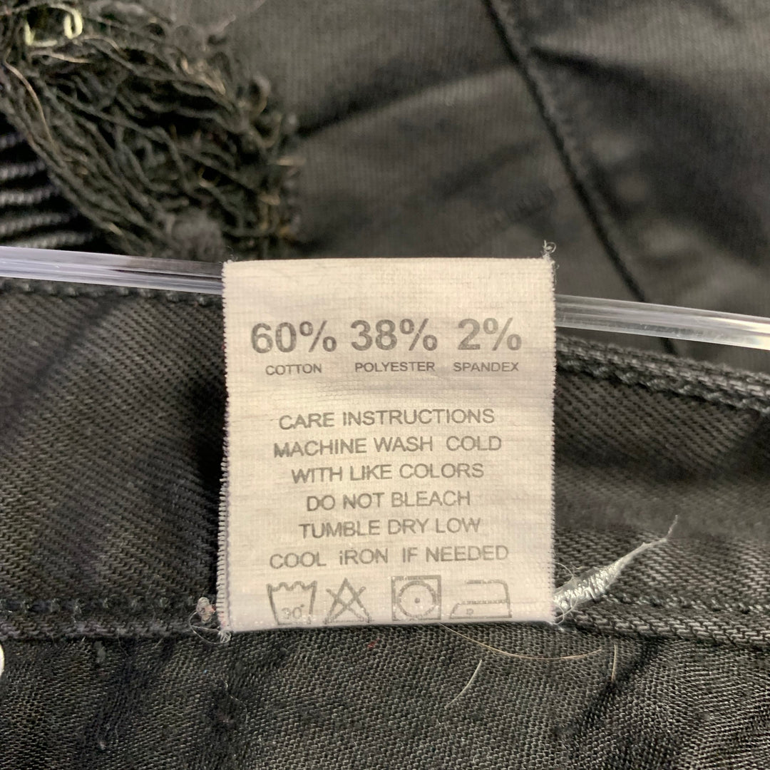 SMOKE RISE Size 40 Black Distressed Cotton Blend Jeans