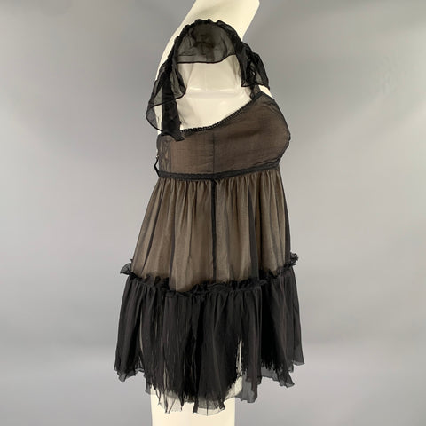 DOLCE & GABBANA Size 2 Black Nude Silk Empire Waist Dress Top